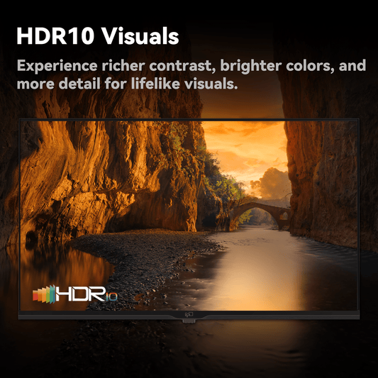 FPD 43 Inch Smart TV with HDR10 visuals - experience richer contrast and color.