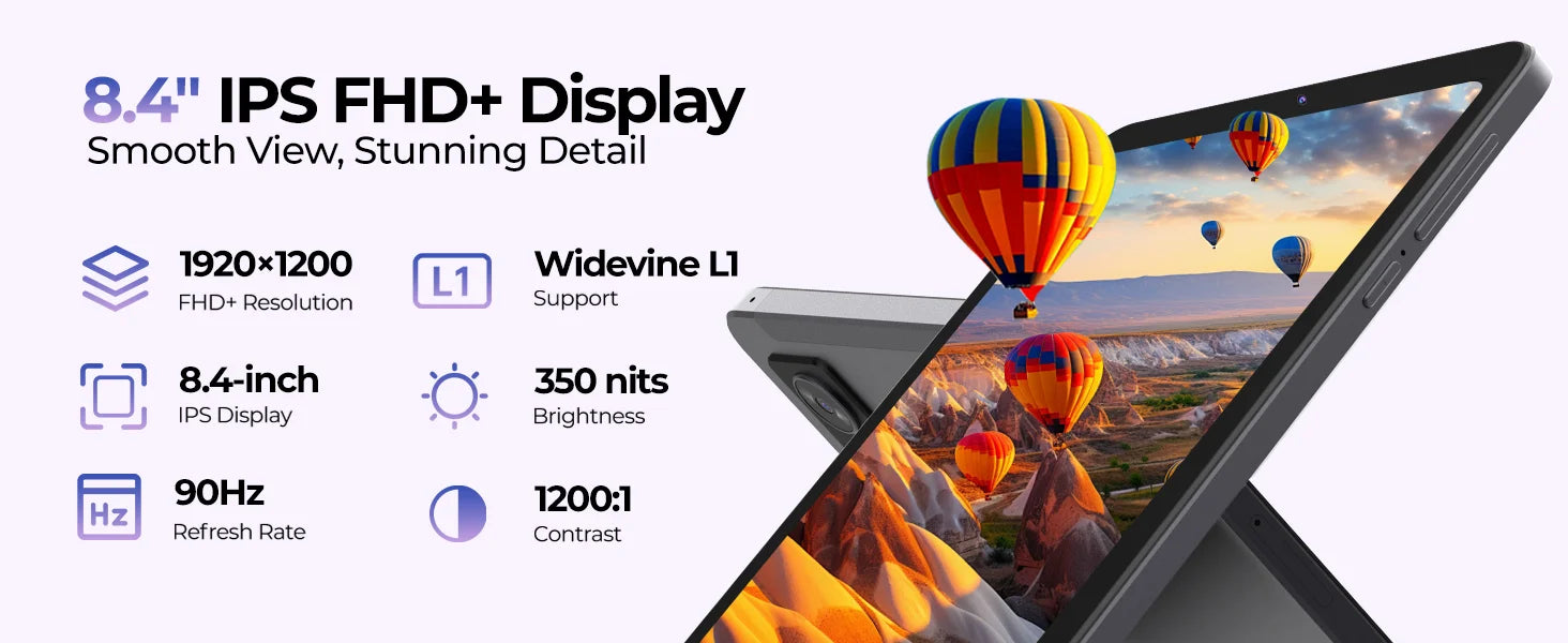 FPD 8.4-Inch Android 16 Tablet | FHD+ Display, 128GB, Widevine L1 FPD 8.4-Inch Android 16 Tablet | FHD+ Display, 128GB, Widevine L1