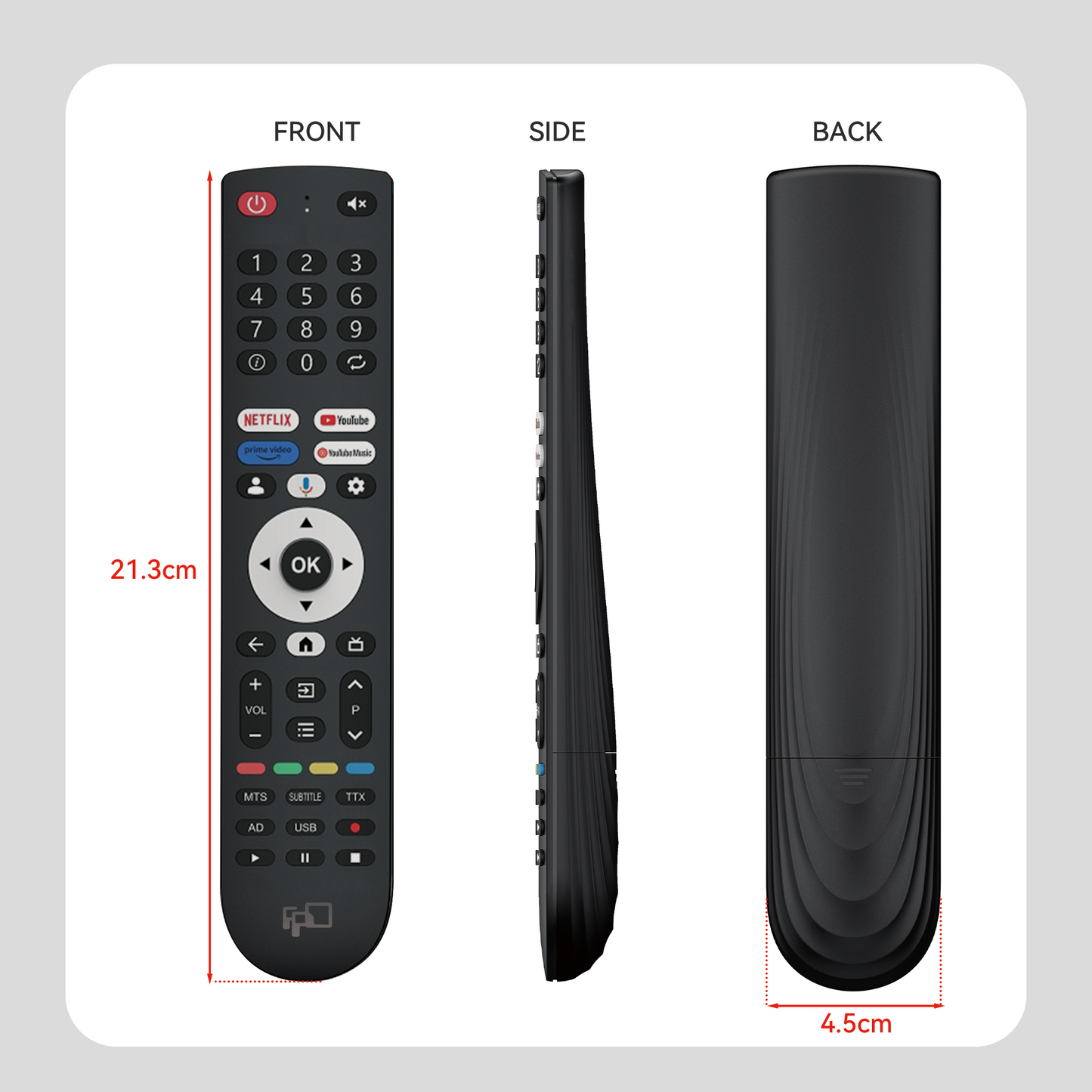 Replacement Remote Control for FPD 43-inch Smart TV Google TV