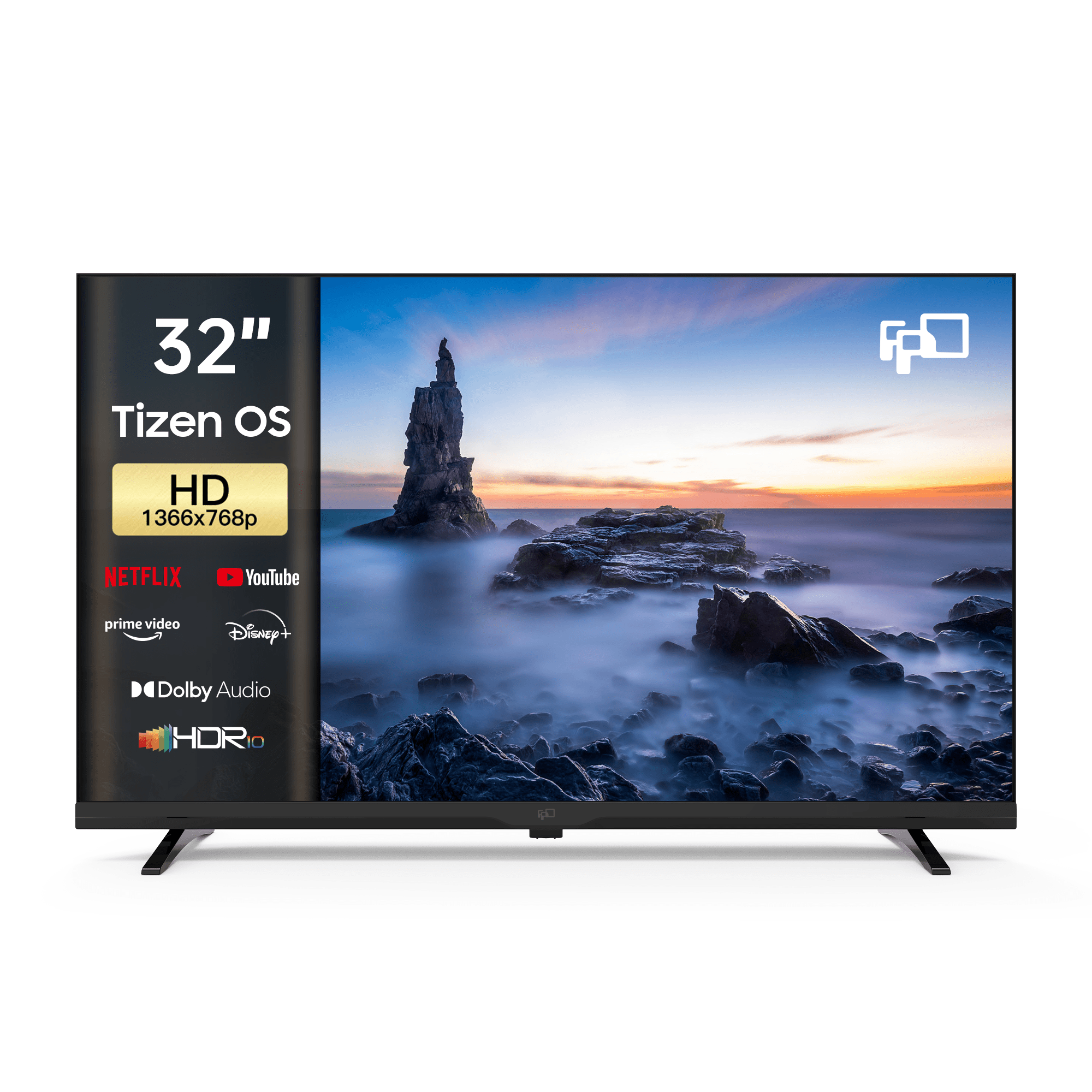FPD 32 Inch Smart TV 1080P Full HD Powered by Tizen OS Compatible with Dolby Audio, HDR 10, HDMI, WiFi, Bluetooth, Flat Screen Television