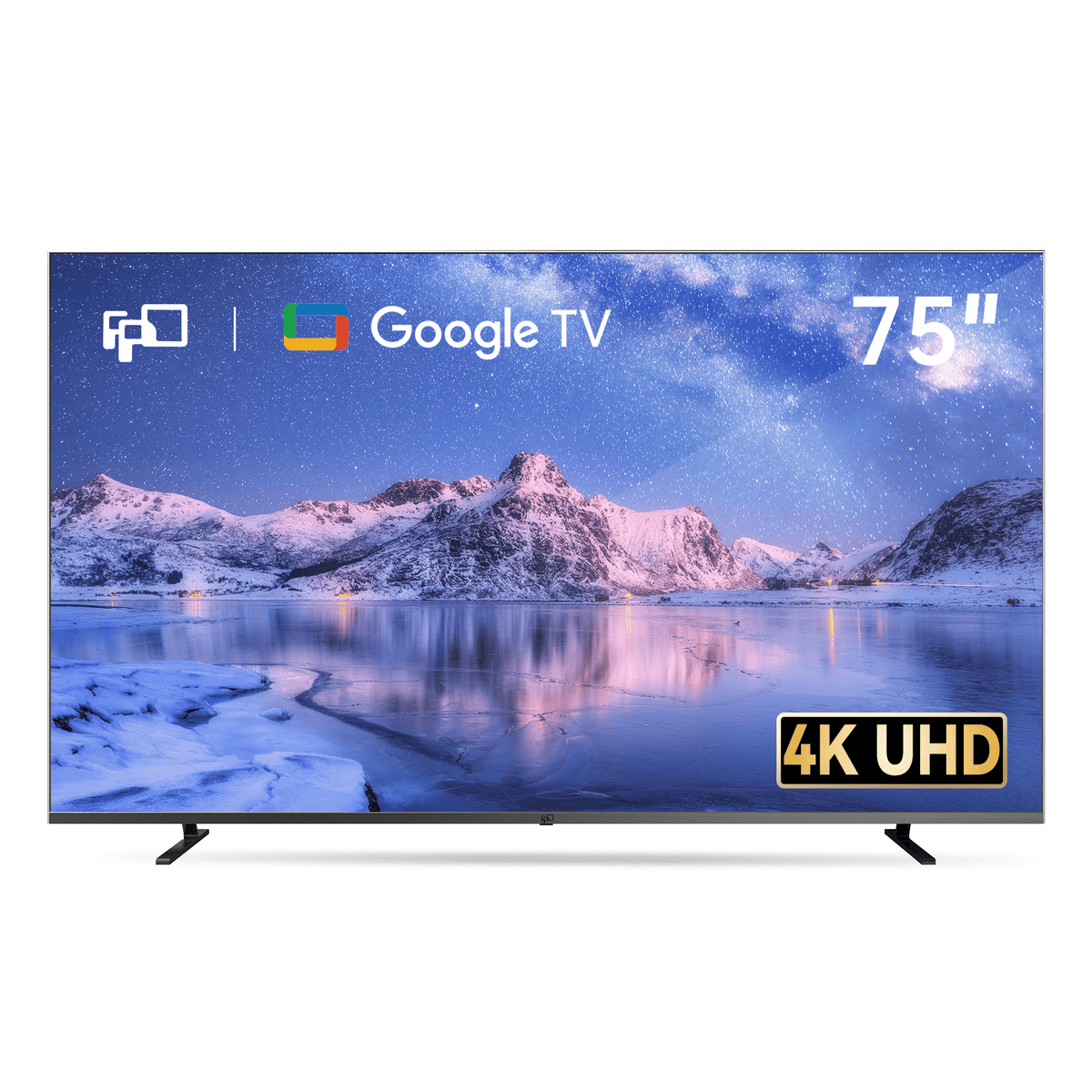 FPD 70/75 inch Canvas Series Smart TV, Frameless TV,4K Google TV,HDR 10,MEMC,Voice Assistant Remote,Compatible with Dolby Atmos & Vision - FPD