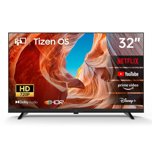 FPD Smart TV 32 Inch, Elevision Powered by Tizen OS Compatible with Samsung TV Plus, 720 HD TV with Dolby Audio, HDR 10, SmartThings, Miracast, Gaming Hub, Voice Control Flat Screen TV - FPD