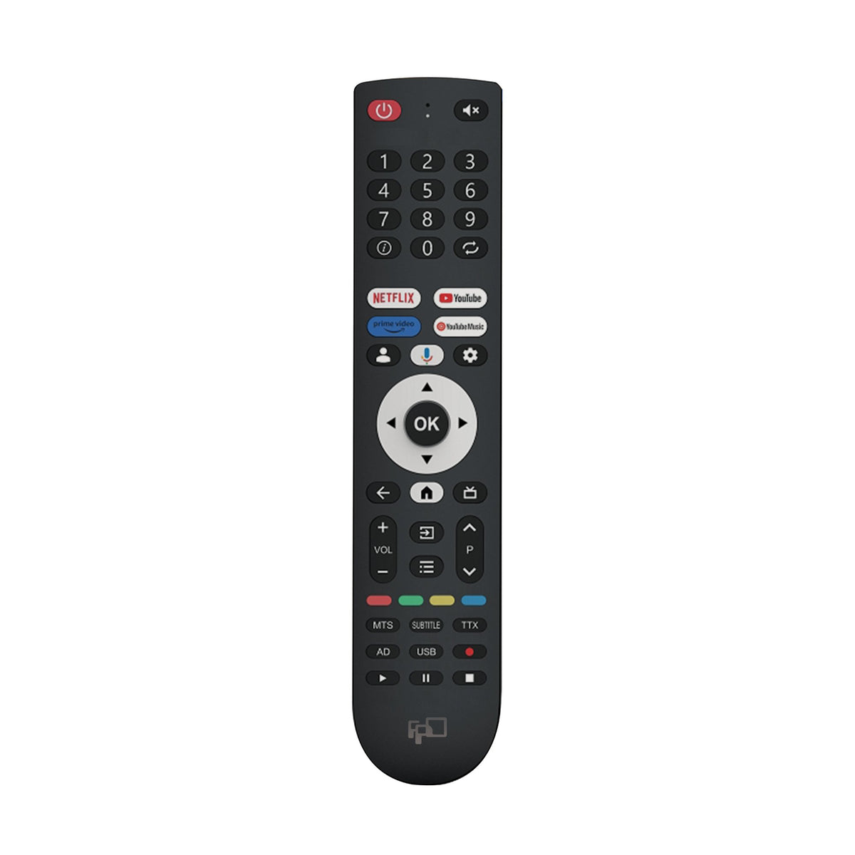 FPD Google TV Replacement Remote Control with Netflix, YouTube shortcut keys, and voice control.